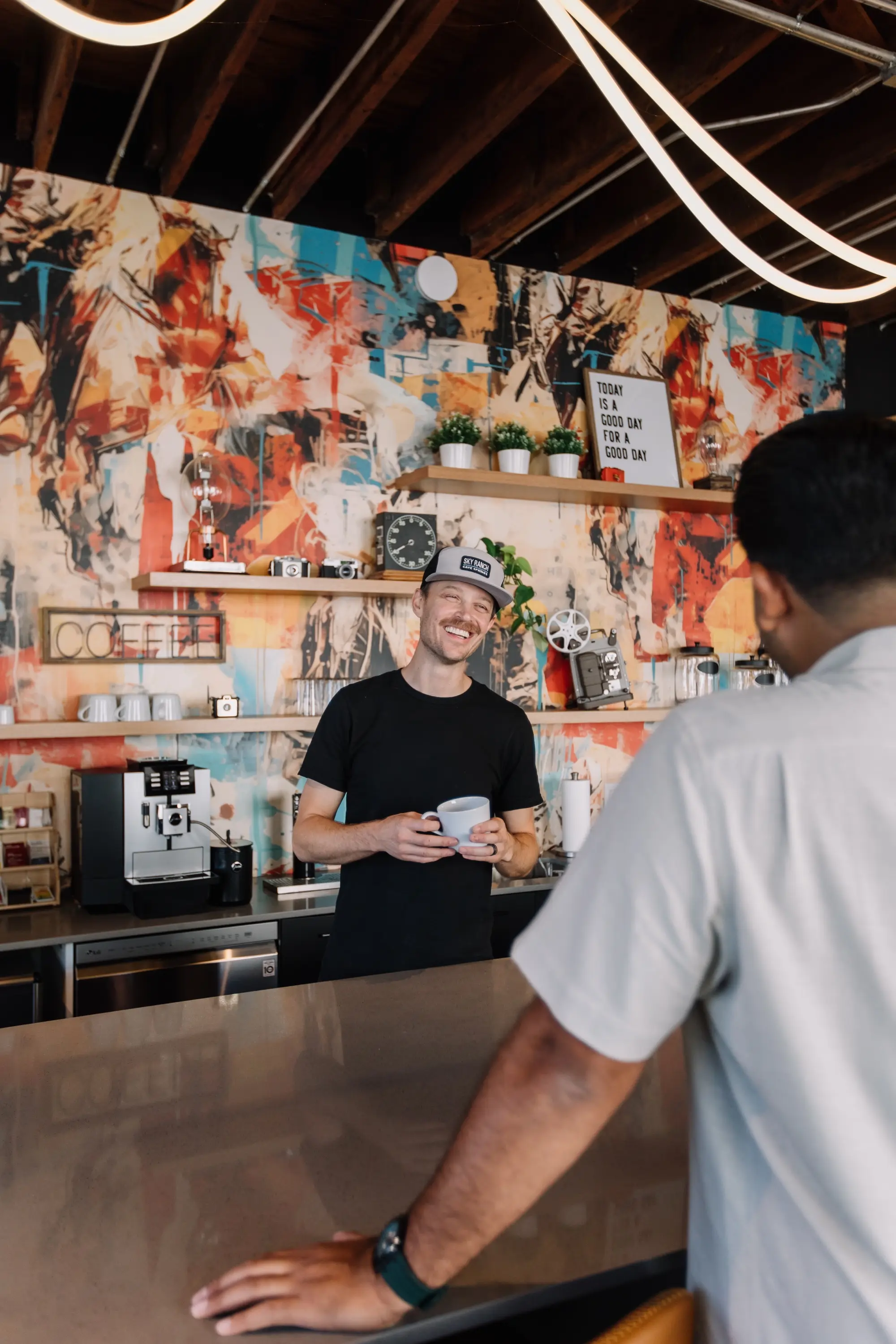 Coffee and conversation at the members’ coffee bar