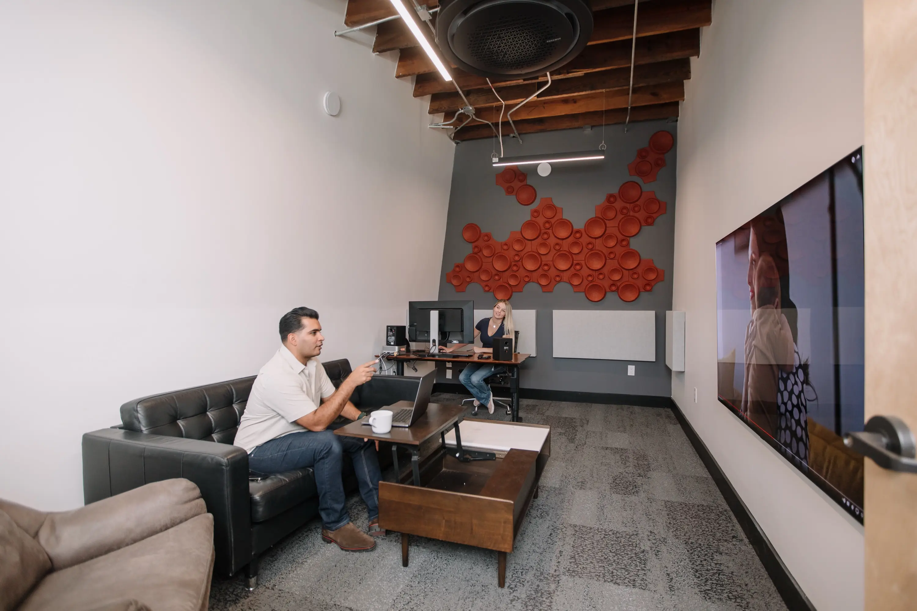 A client session in the edit and presentation bay
